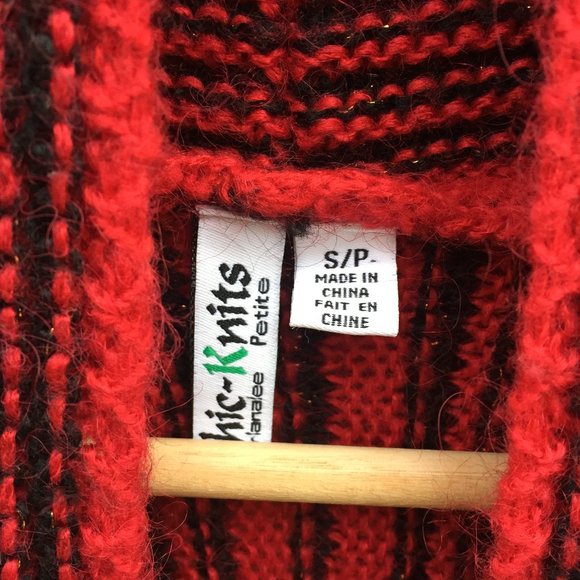 Chic Knits mohair acrylic popover red black sweater vest - size S - Picture 2 of 7
